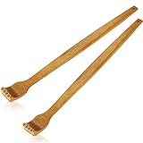 2 Stück Holz Rückenkratzer Handheld Manuell Rücken Massagegerät Langer Rückenkratzer für Sofortige Linderung von Juckreiz Körper Entspannung
